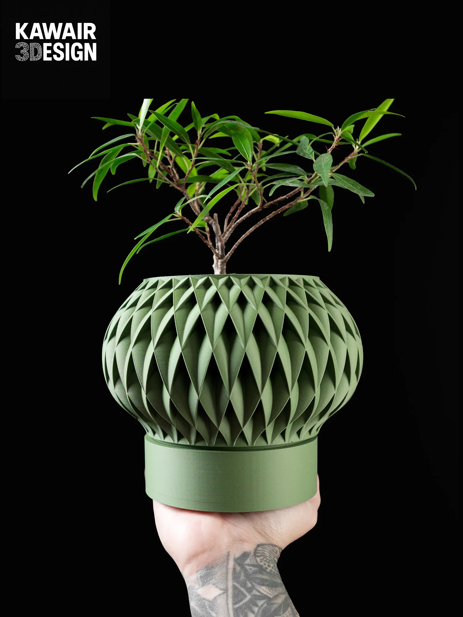 3D Printed Flower Pot Square Rhombus Double Line Texture Modern Design Home Decor Eco-Friendly