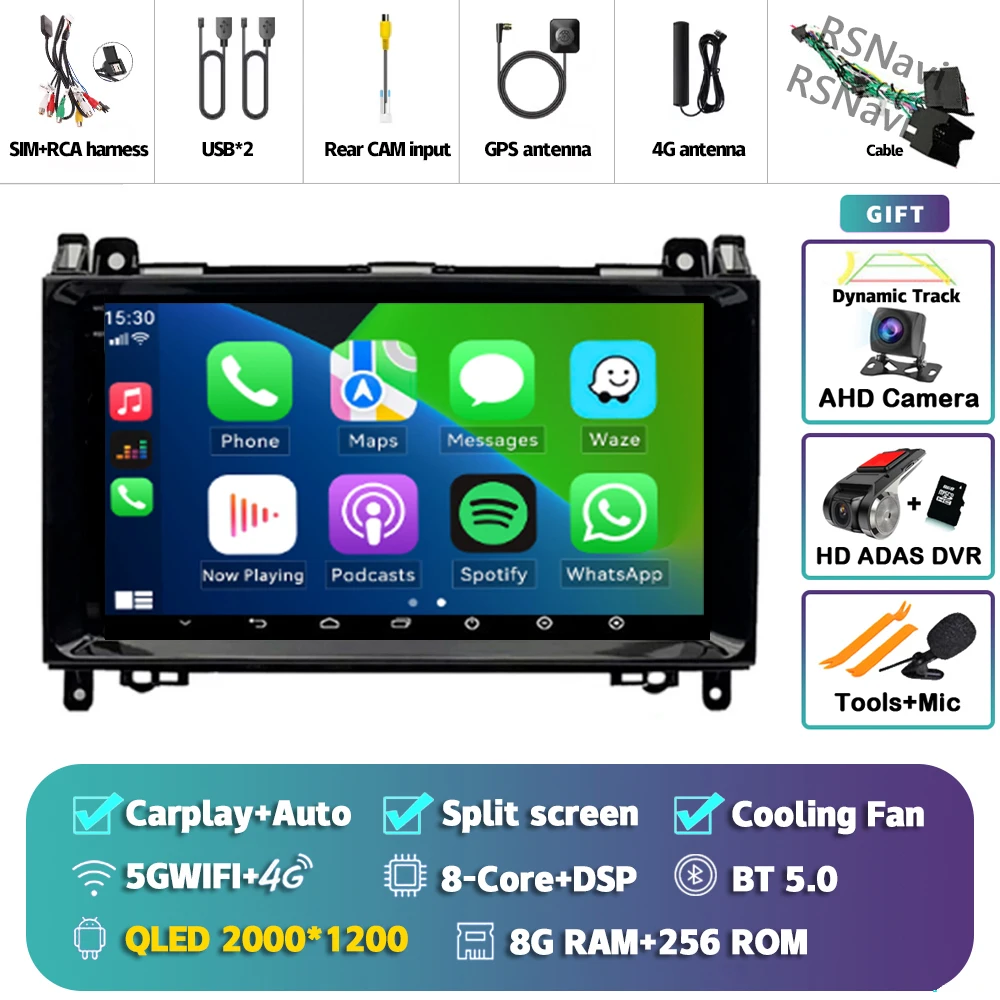 Android 15 Voor Benz Sprinter Volkswagen Crafter 2006-2016 2K QLED Android Autoradio Multimedia Video Player GPS stereo CarPlay