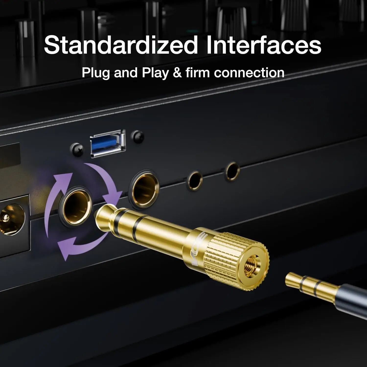 6.35 ملم (1/4 بوصة) ذكر إلى 3.5 ملم (1/8 بوصة) أنثى محول مقبس صوت ستيريو لكابل Aux، مضخم الجيتار، سماعة الرأس، 2 حزمة #5