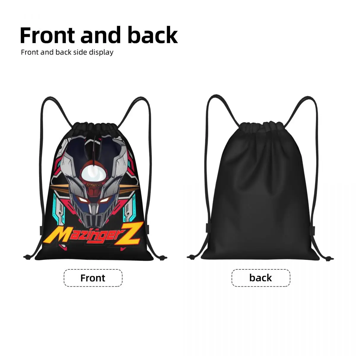 Mazinger Z Neon Drawstring Mochila Esportiva, Gym Sackpack, Japão Cartoon Robot String Bag para Viajar