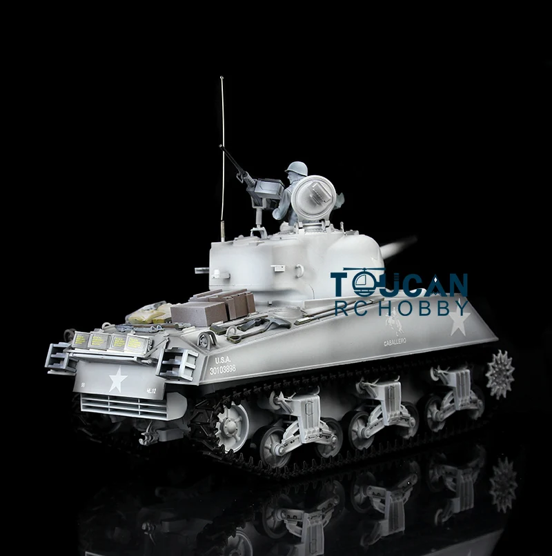 2.4G Henglong 1/16 Scale RC Tank M4A3 Sherman TK7.0 Plastic Version RTR Radio Control Tanks Model 3898 Toys for Adult TH17665