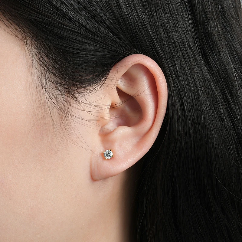 Lnngy 0,3-2CT Moissanit-Ohrstecker für Damen, 14 Karat Gold gefüllt, funkelnder Labor-Diamant-Ohrring mit vier Krallen und Zertifikaten – Detail 5