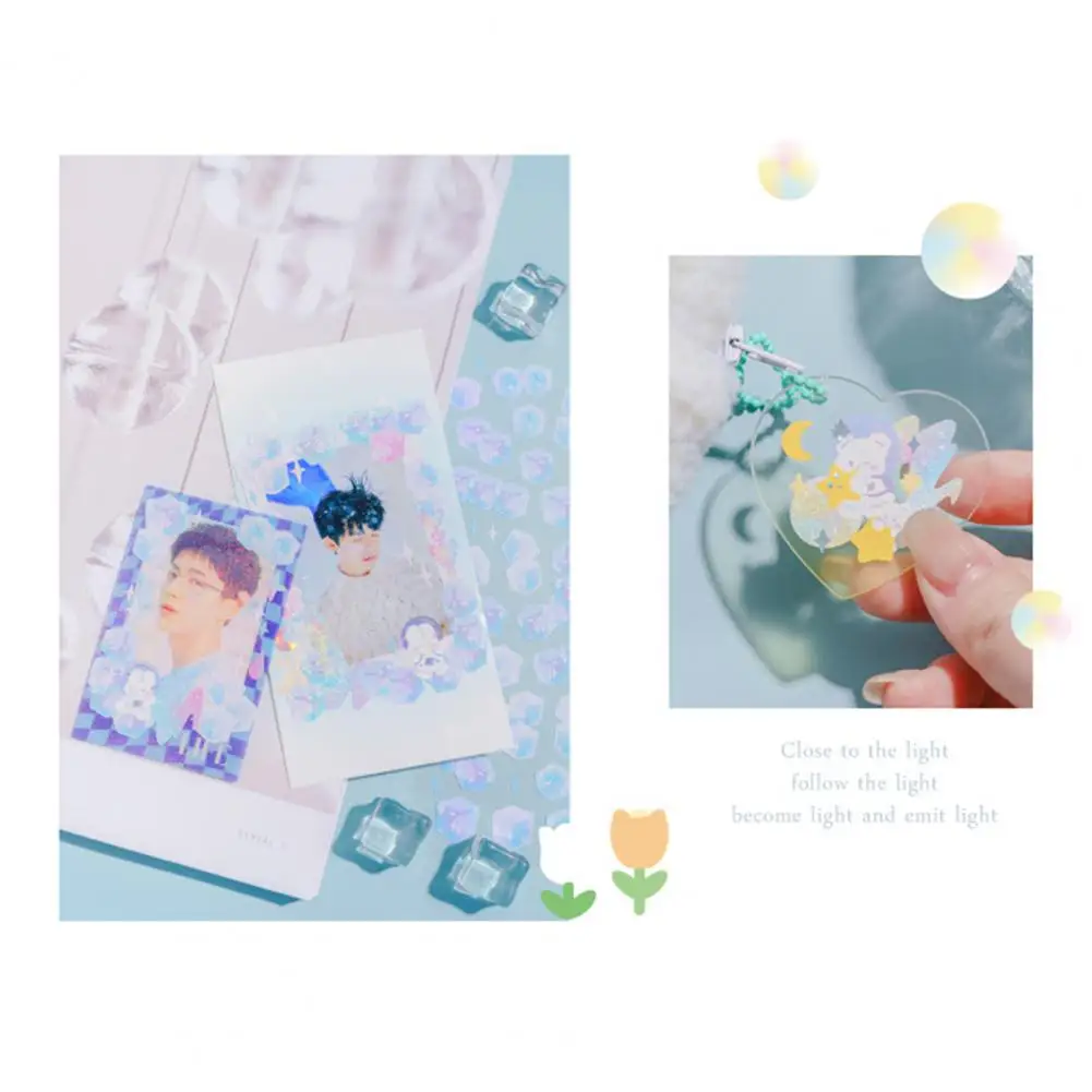 Handbook Sticker PVC Journal Sticker Long-lasting DIY  Practical Round Cube Pattern Handbook Sticker