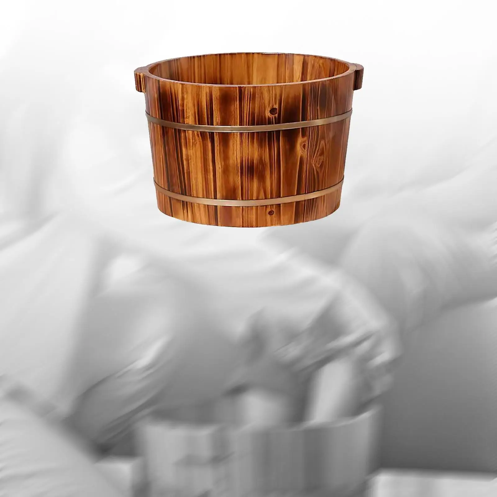 

Wooden Footbath Basin Foot Soaking Basin with Double Handle Foot Tub Bucket