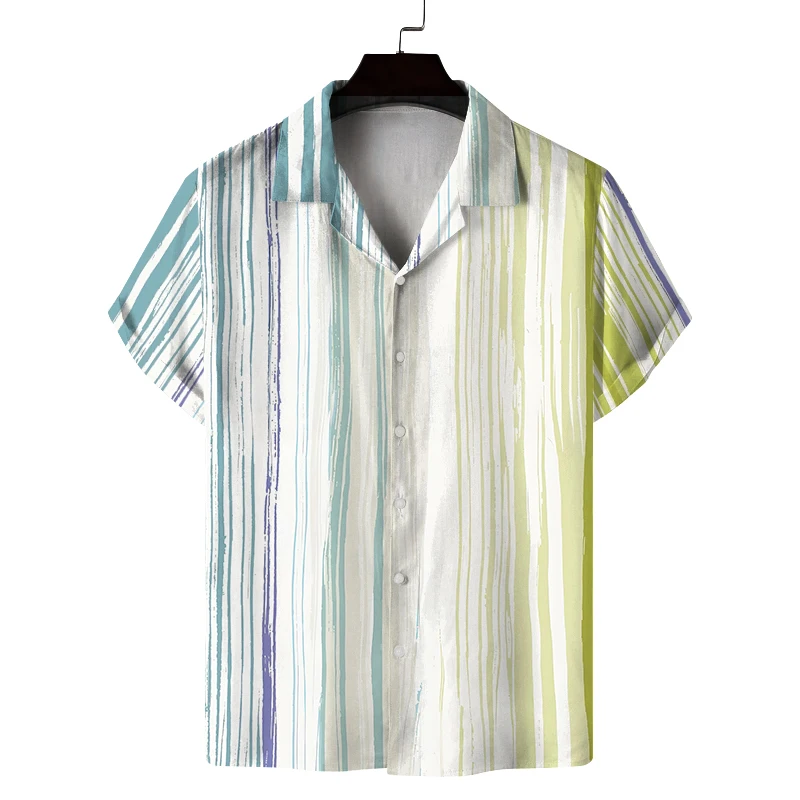 

Мужские красочные полосатые дизайнерские модные рубашки с 3D принтом, летние путешествия, пляжная гавайская Harajuku, негабаритная индивидуальная одежда