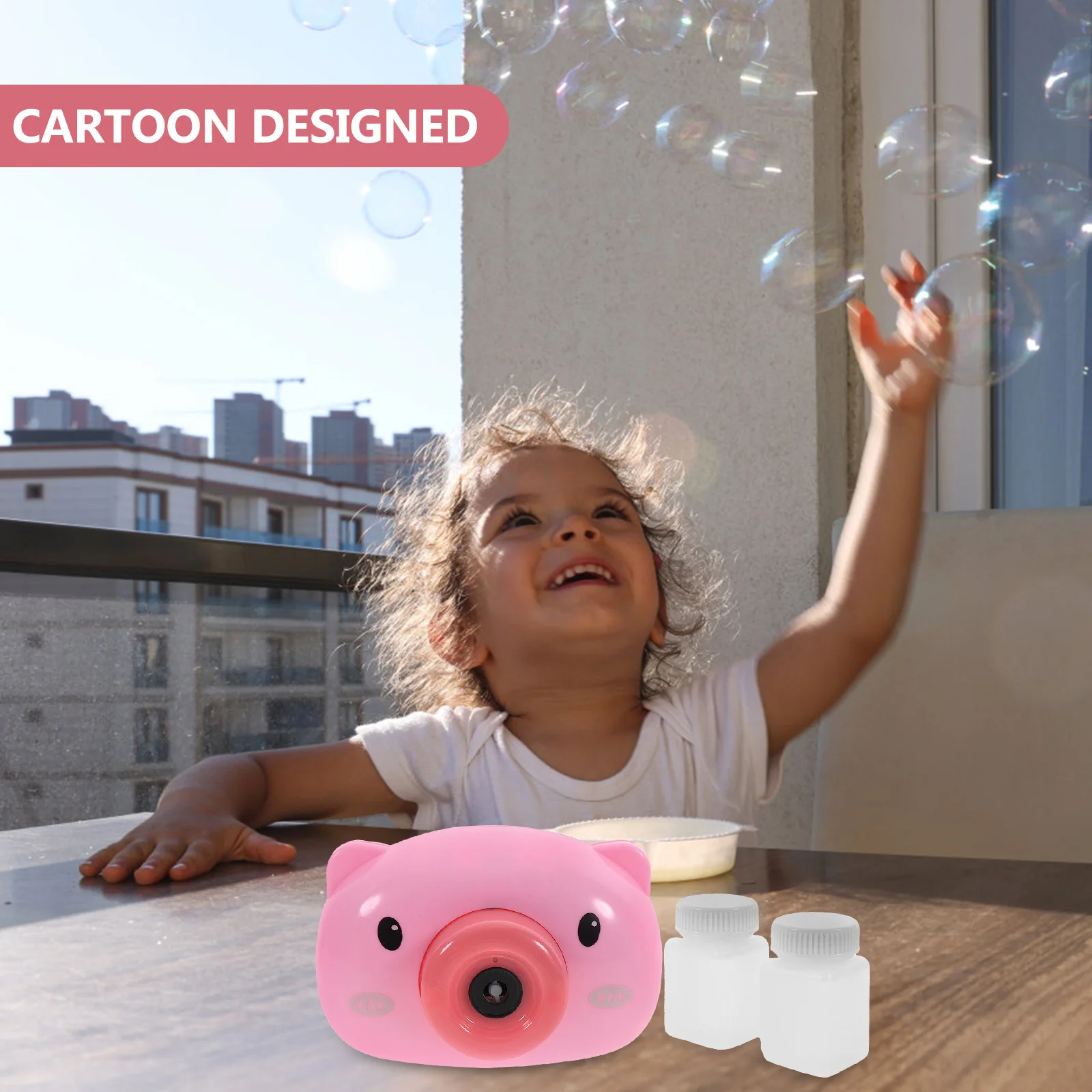 1 set Bubble Machine Kit Electric Mini Bubble Maker Cartoon Pig-Shaped No Kids Girls For Picnic Camping Travel Party