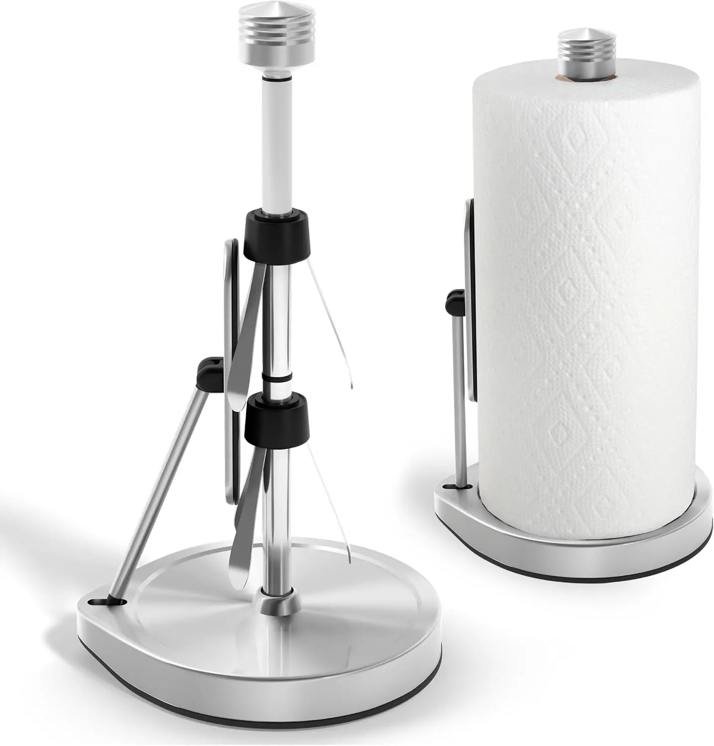 

Heavy-Duty Stainless Steel Paper Towel Holder with Suction Cups, Easy One-Handed Tear, Modern Countertop Dispenser for Kitchen