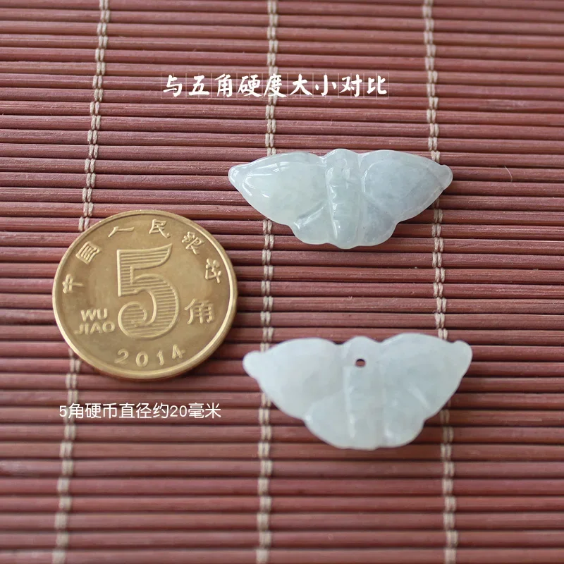 5PC Natural Jade Emerald Butterfly Beads Pendant Akcesoria DIY Bangle Charm Biżuteria Moda Ręcznie rzeźbiony amulet szczęścia — zdjęcie 4