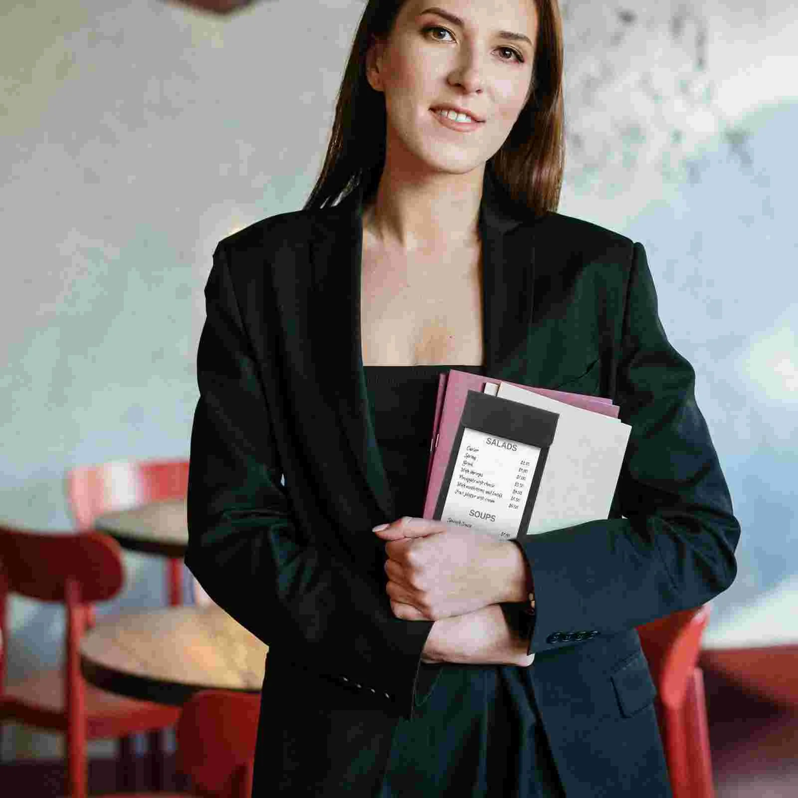 Cloth Pattern Writing Board Cashier Menu Holder Pvc Restaurant Check Book Order