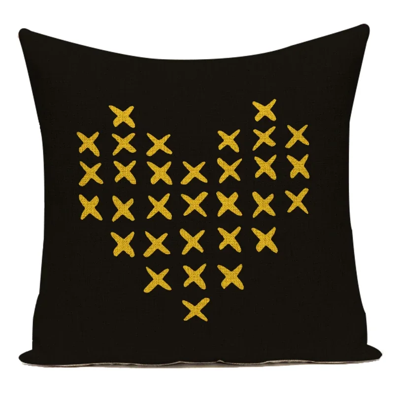 Polyester Decorative Throw Pillows Case Yellow Geometric Stripe Wave Sofa Home Decor Cushion Cover for Living Room Decoration