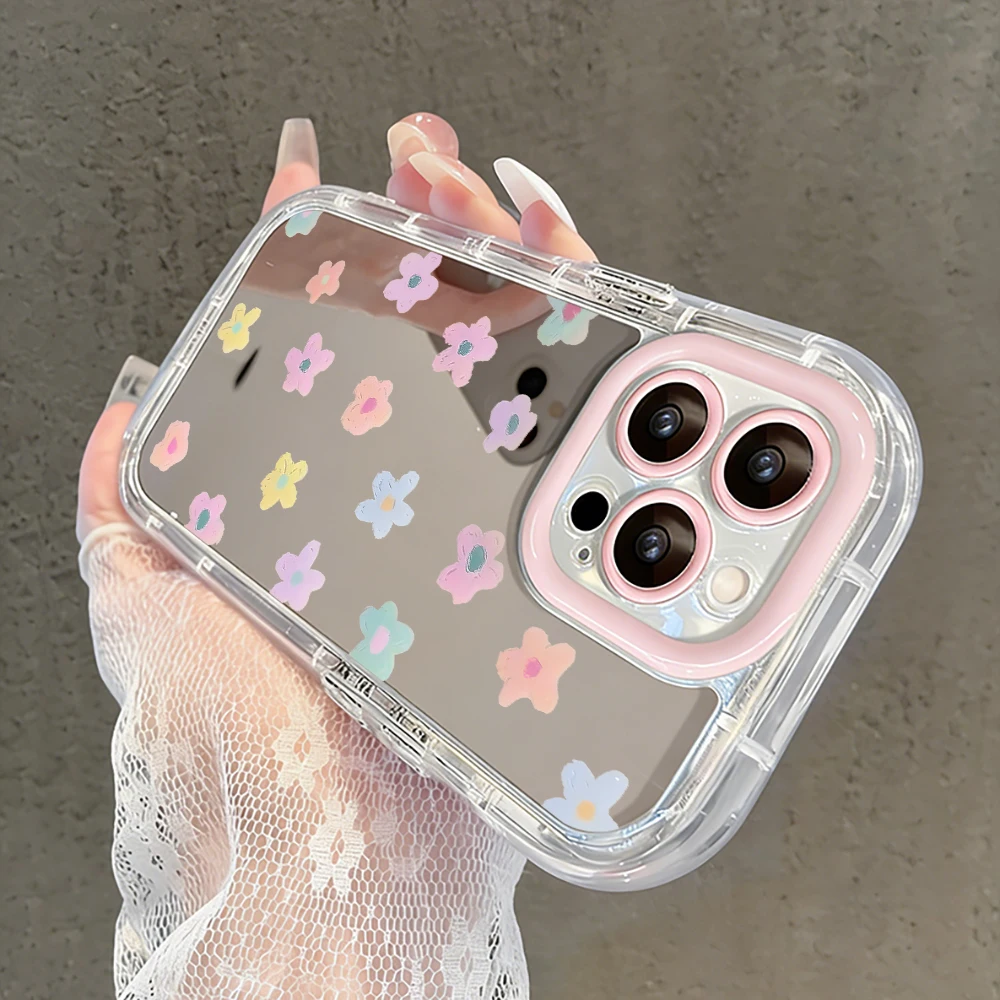 Ölgemälde Rosa Blumen Luftkissen Spiegel Handyhülle für iPhone 17 15 14 16 Pro Max 13 12 11 Pro X XR XS 7 8 Plus 17Air Cover – Detail 2
