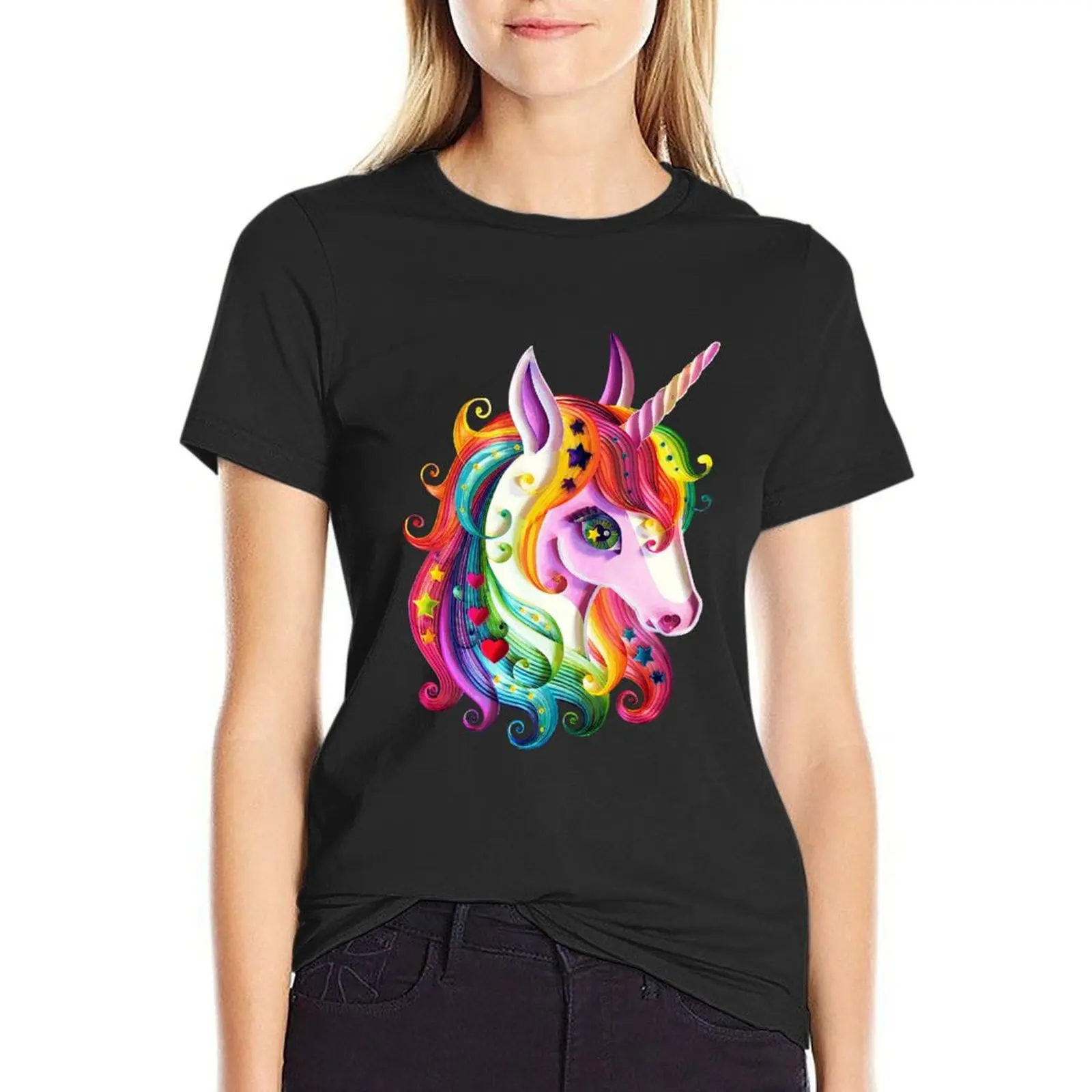 Unicorn of colored ribbons T-Shirt Aesthetic clothing new edition luxury designer clothing Women