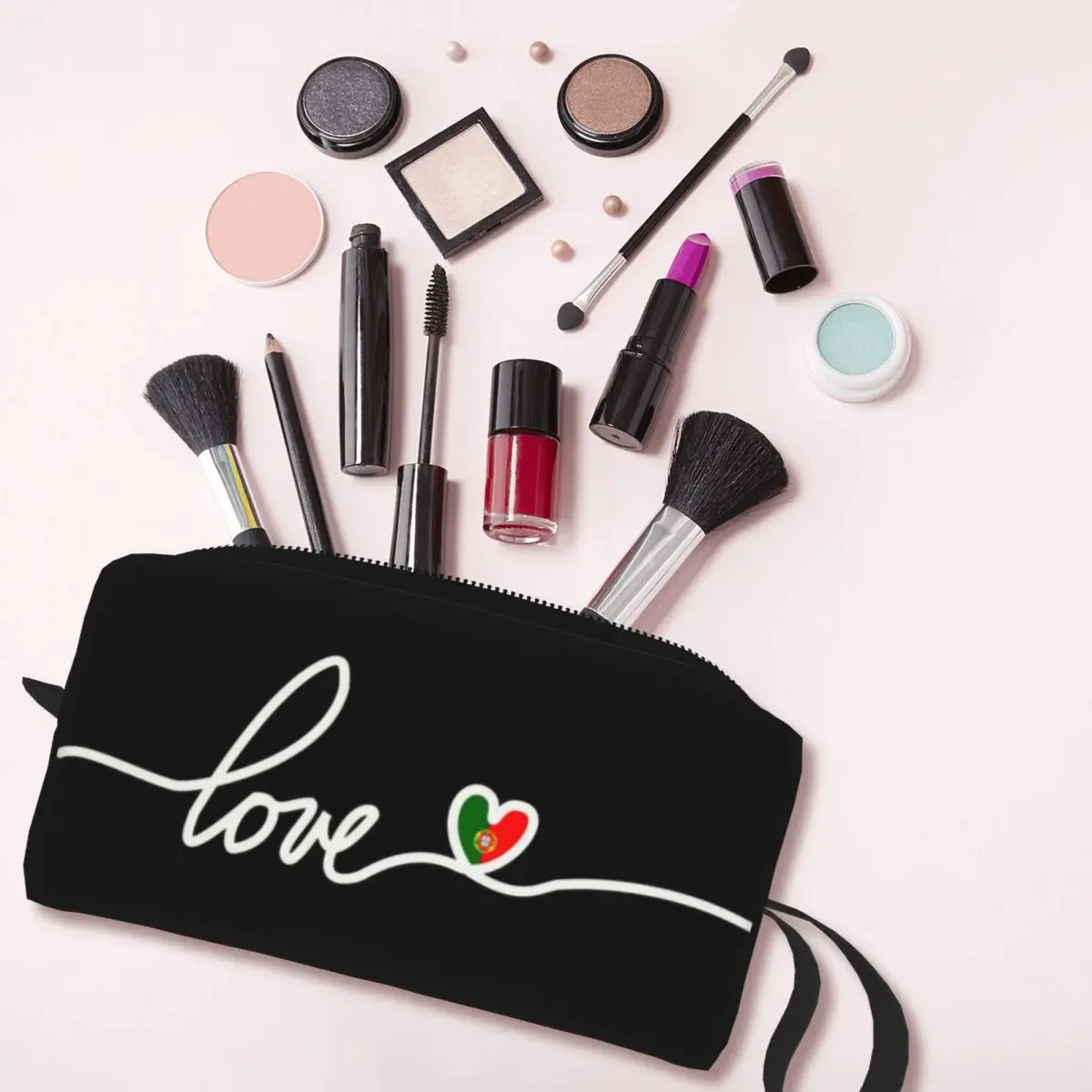 Portugal Love Flag Toiletry Bag Women Portuguese Heart Makeup Cosmetic Organizer Lady Beauty Storage Bags Dopp Kit Case Box