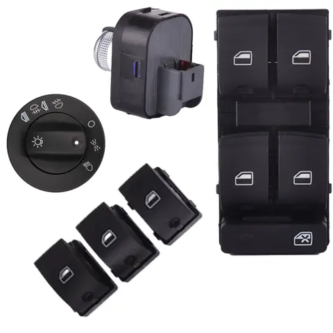 Bouton de commutation de miroir de phare de commande de fenêtre principale d'alimentation électrique de voiture de 6 pièces pour Audi A4 B6 B7 2002 2003 2004 2005 2006-2008