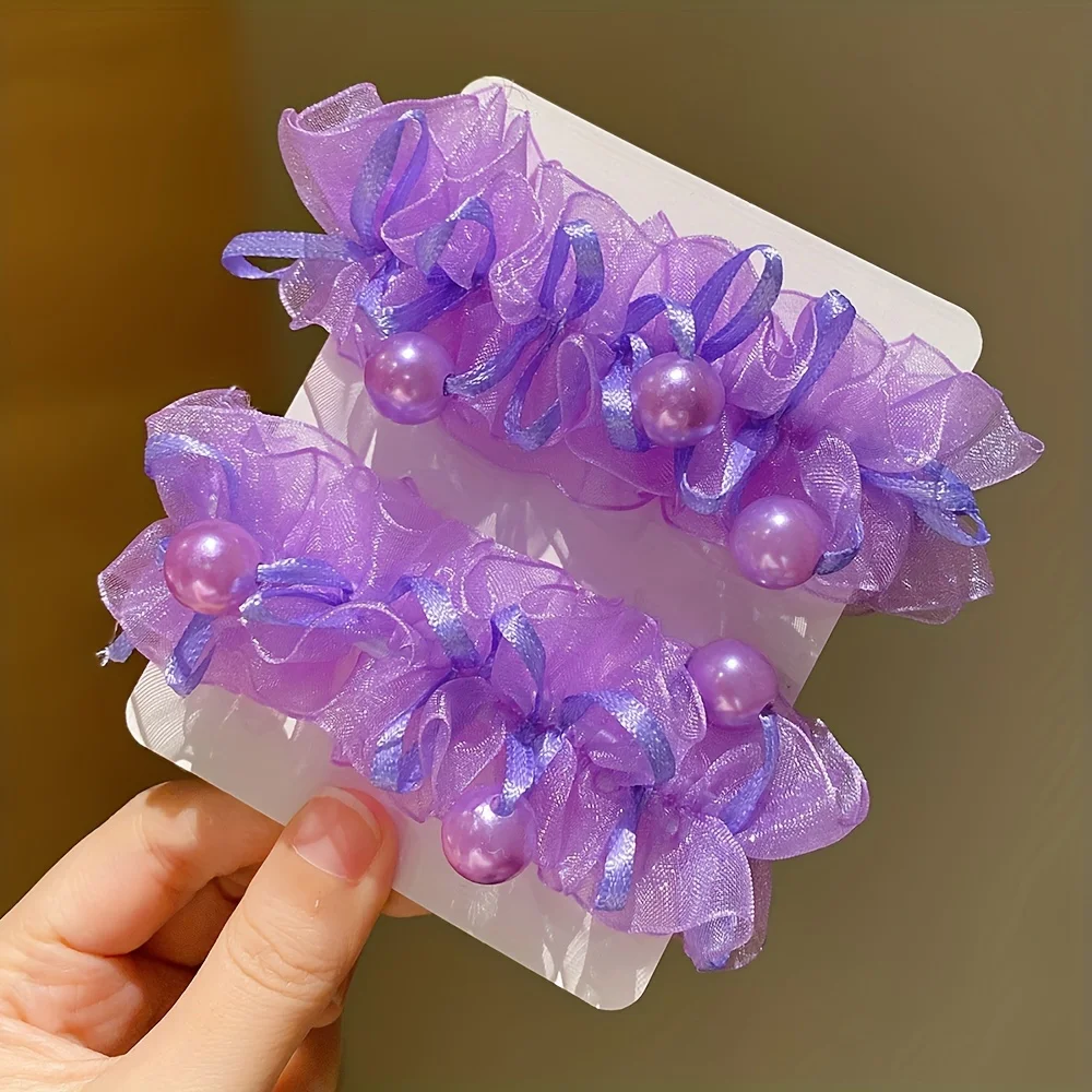 2 piece purple cute hair ring does not hurt hair, high elasticity, sweet and versatile