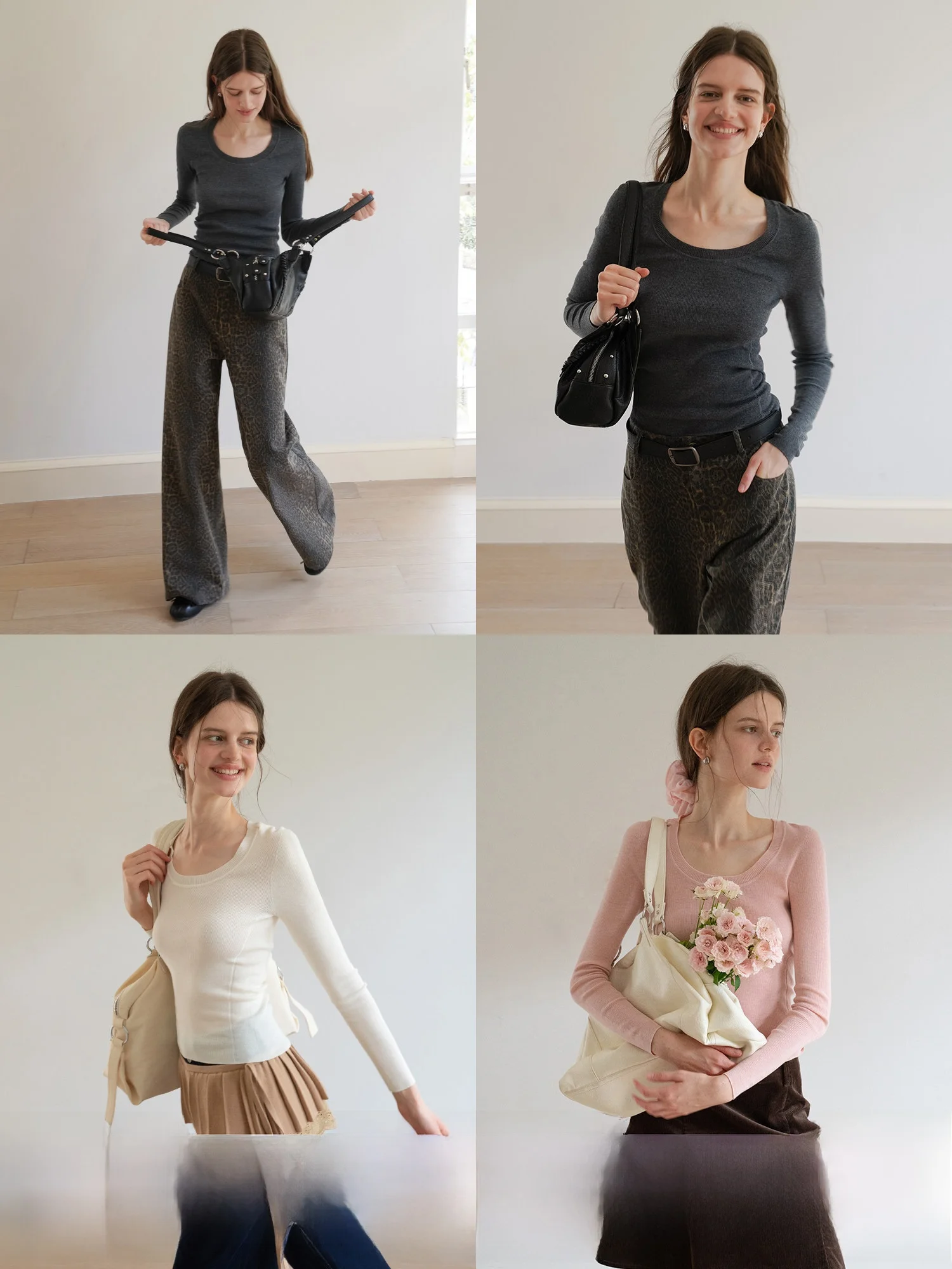 

Женский облегающий вязаный свитер с длинным рукавом и U-образным вырезом, повседневный, из полиэфирного волокна, трикотаж Cleanfit