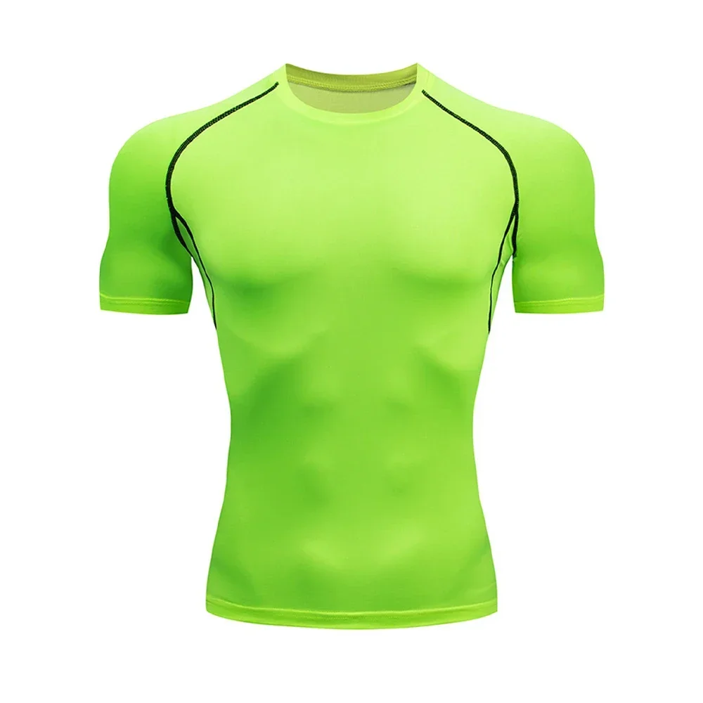 Men's Bodybuilding Sports Compression Shirt Summer O-Neck T Shirt Gym Fitness Quick Dry Running t shirt for man Workout Tops image 2