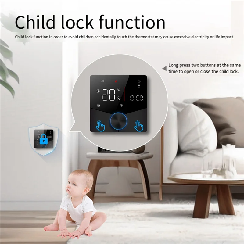 WiFi GB Graffiti Smart Home Floor Heating Thermostat Knob Switch App Remote Timing Energy Saving Thermostat, White