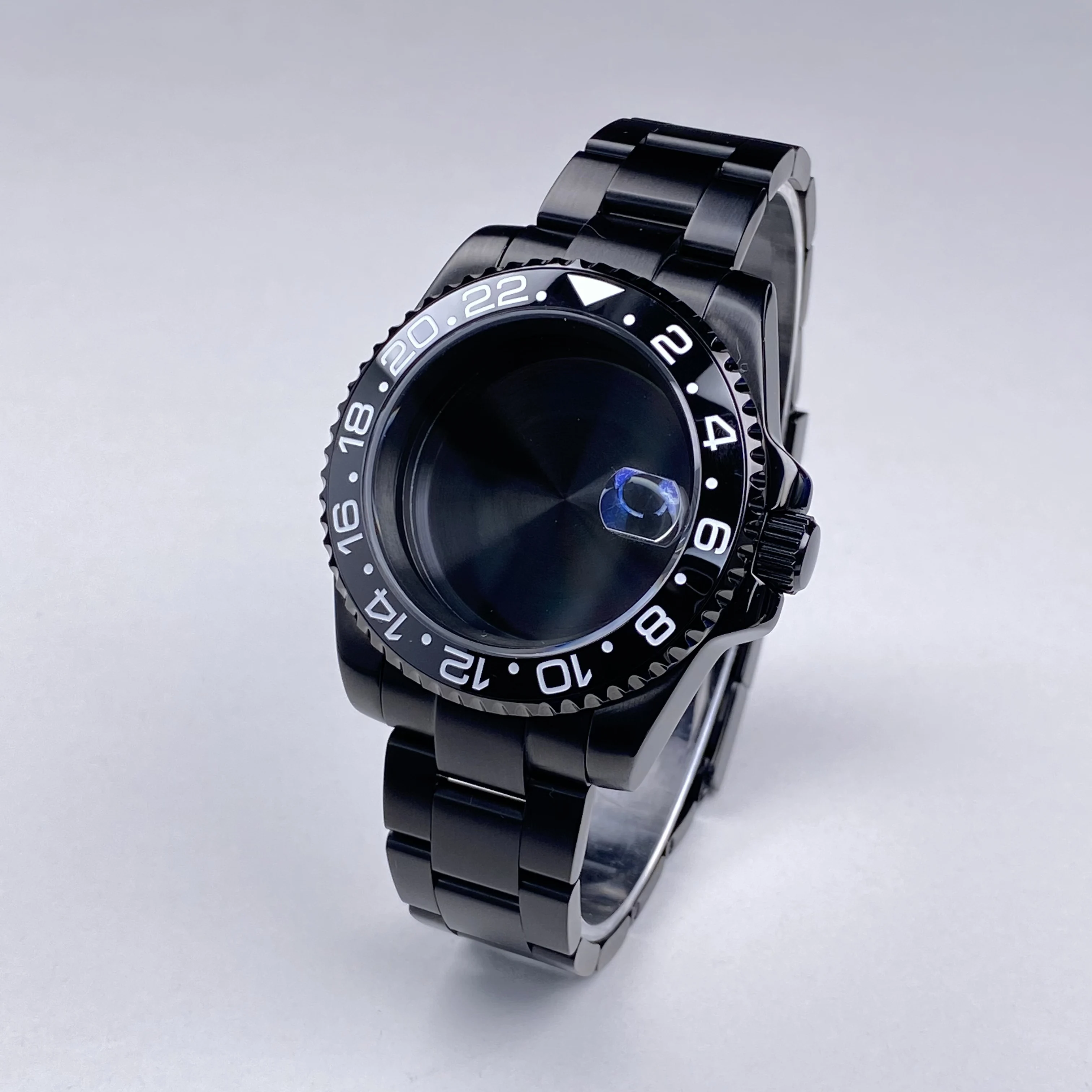 Cassa per orologio NH35 nera 40mm di alta qualità 100m impermeabile in acciaio inossidabile vetro zaffiro adatto al movimento nh34 nh35 nh36 quadrante da 28,5 mm