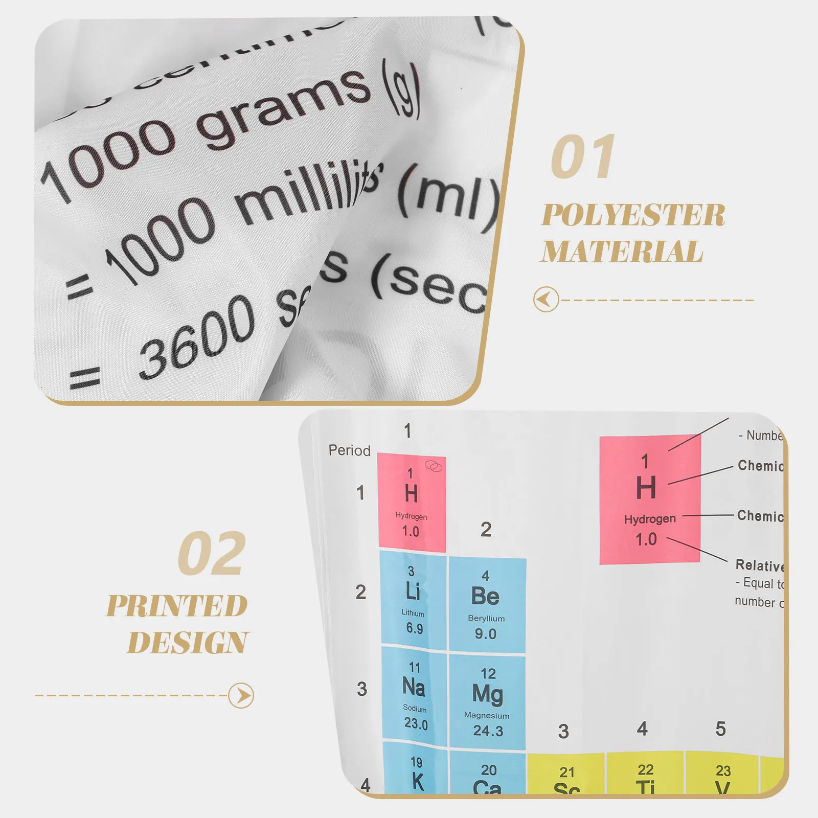 

1Set Waterproof Shower Curtain Periodic Premium Polyester Bath Curtain for Home Hotel Camper Stylish Decorative