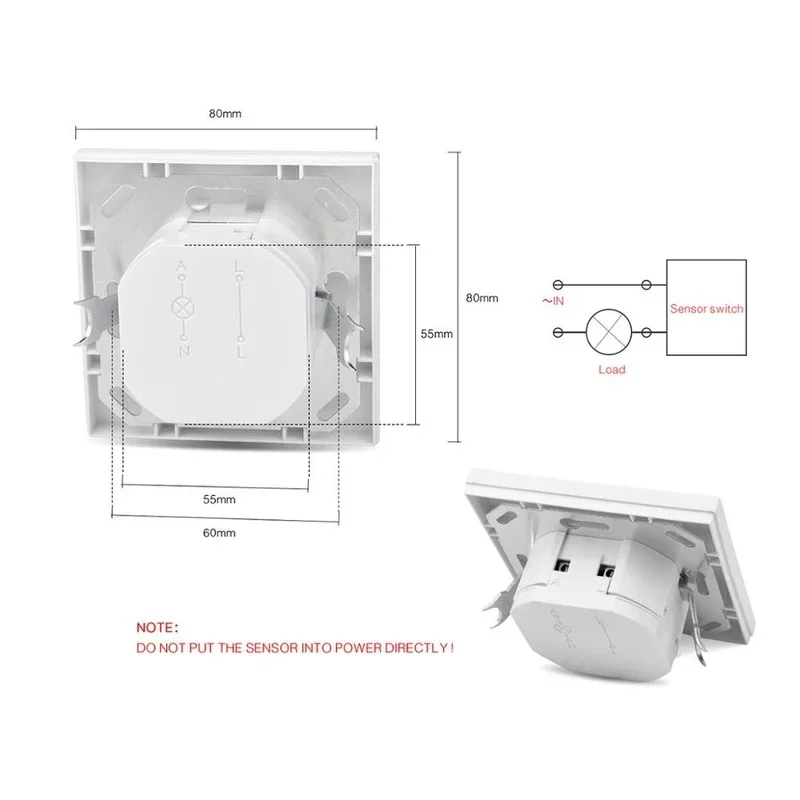 Infrared Motion Sensor Wall Mounted Sensor Motion Light Switch ON/OFF Automatic Recessed for LED Lamp Bulbs