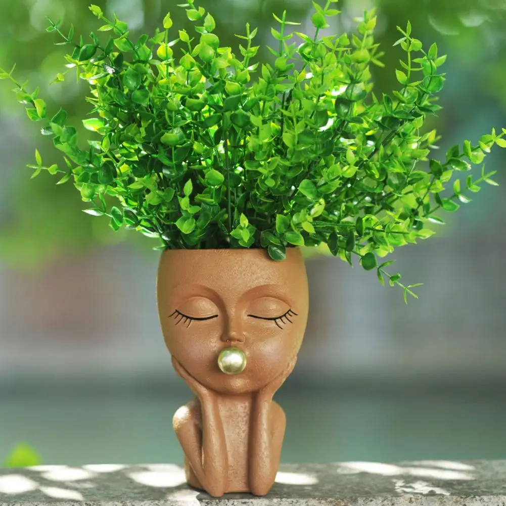 Contenitore per piante da esterno che soffia Bubble Girls Head fioriera vaso per piante da interno all'aperto vaso da fiori in resina con drenaggio per la casa