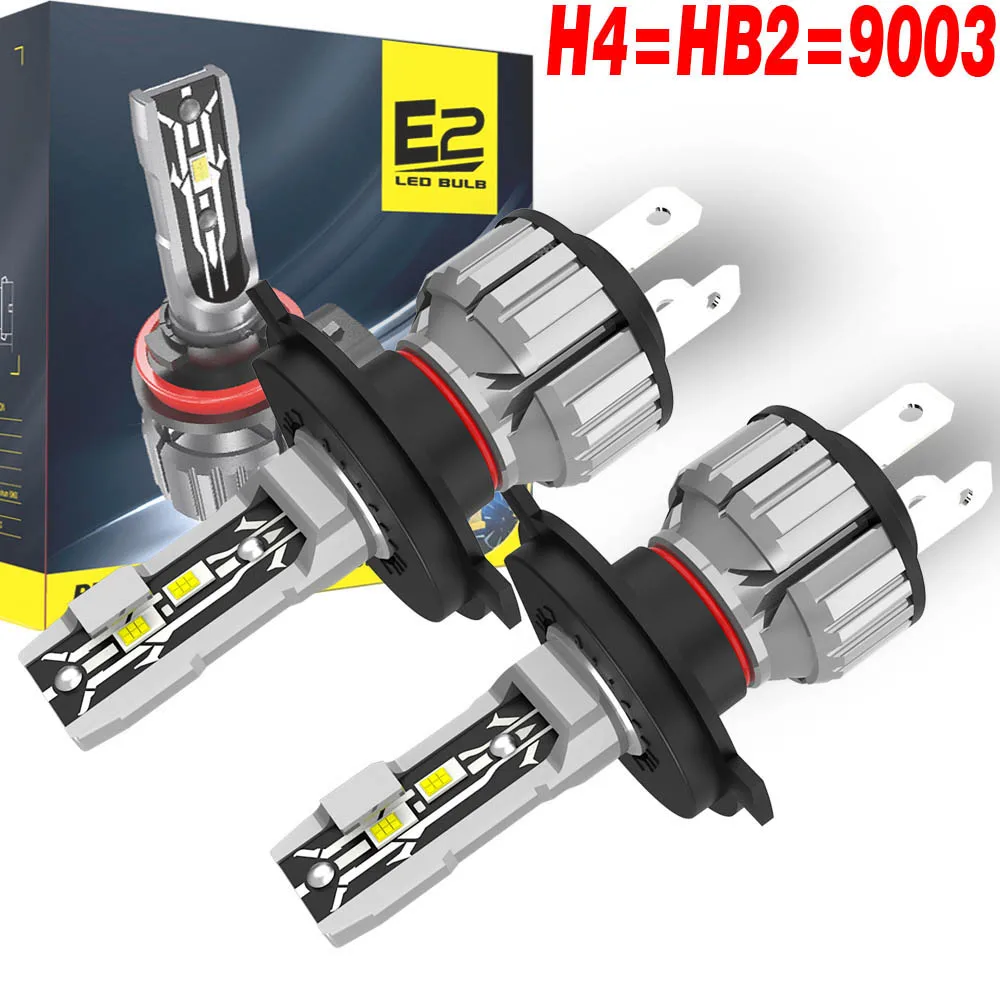 

2 шт. светодиодные лампы H4 P43t HB2 9003 для фар автомобиля, белые, высокой мощности, без ошибок Canbus, для мотоциклов, противотуманные фары, ходовые огни, 12В