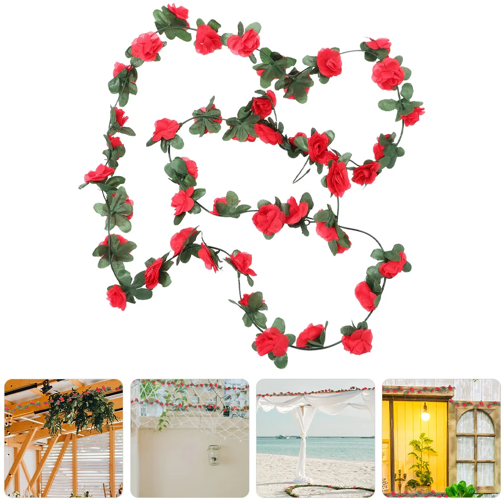 

4 Pcs Garden Decoration Flower Decorations Floral Vine Twine Decorative Rose with Silk Cloth Garland Artificial