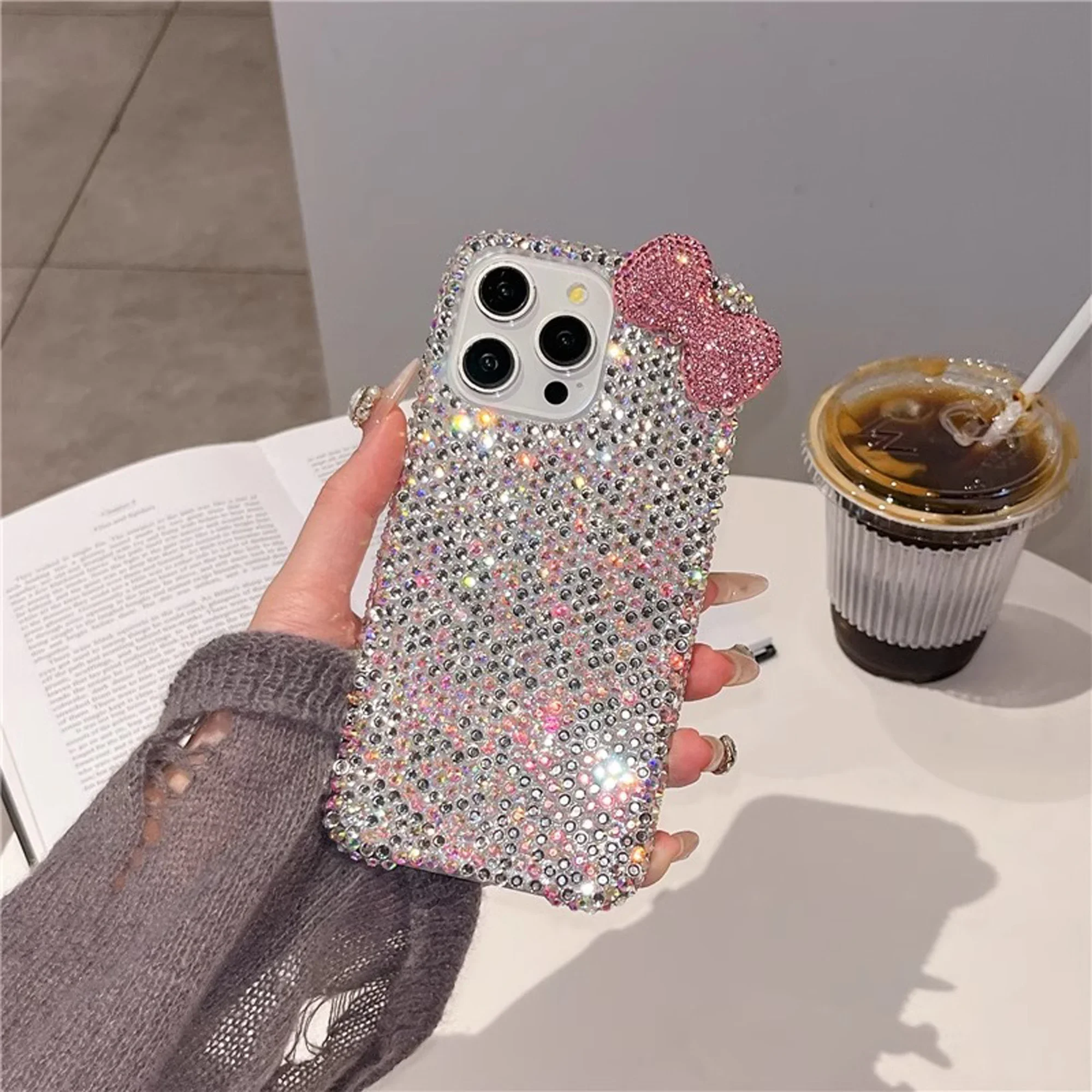 

Premium Cute Full Diamond Bow Phone Case Stylish Phone Accessories for iPhone 16 15 14 13 12 11 Pro Max
