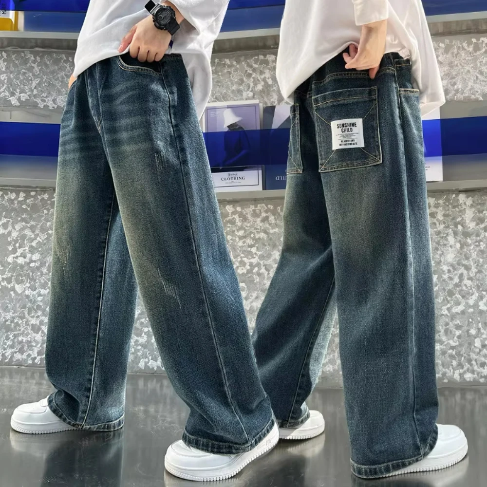 Teenage Baby Boys Clothes Jeans Spring Autumn Kids Casual Jeans for Big Boy Child Fashion Vintage Trousers Cotton Sweatpants  ﻿