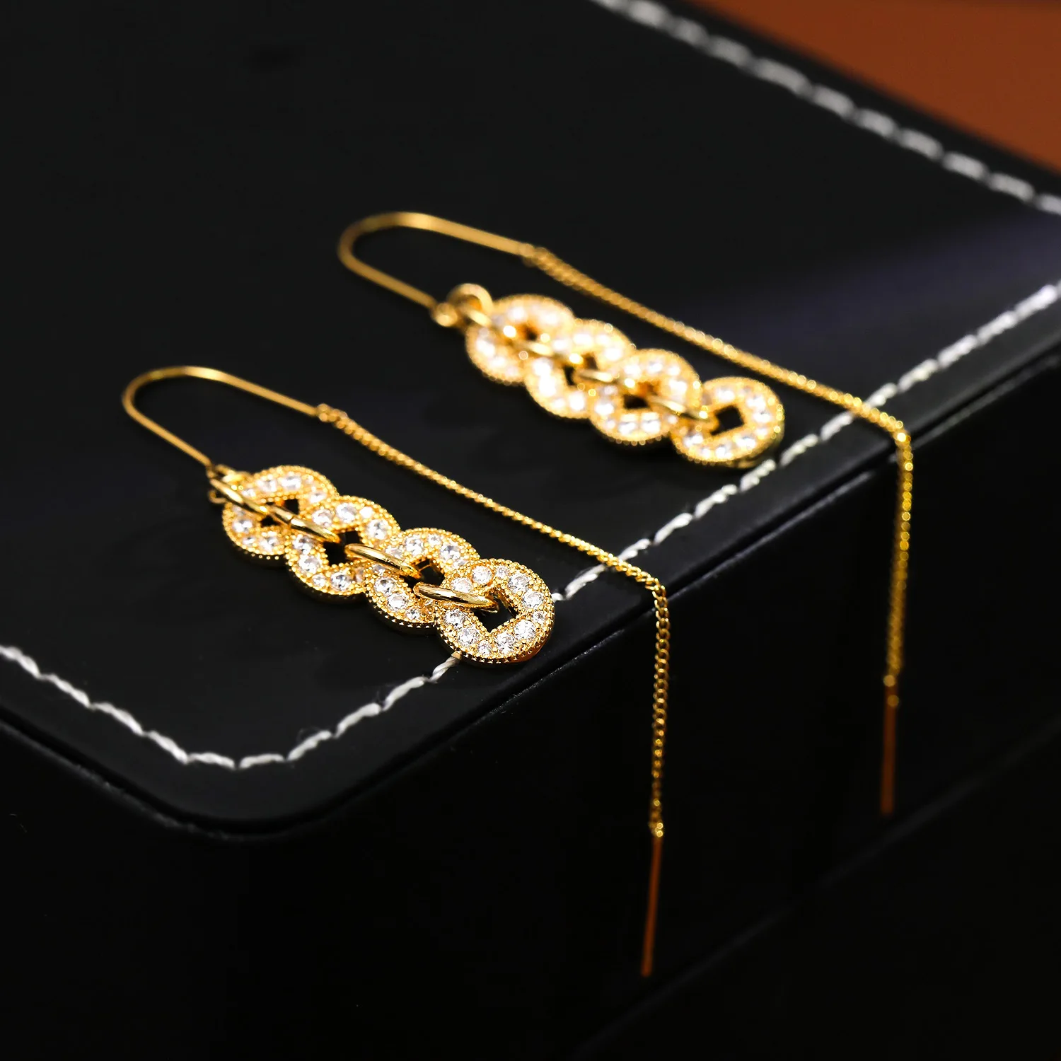 

925 Silver Needle High Quality Gold Copper Coin Long Tassel Ear Line New Chinese Style Five Emperors Ancient Coin Drop Earrings