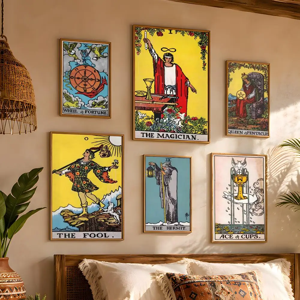 Vintage Tarot Card Art Soothing Wall Vibe Simple Home Styling Simple Room Refresh Rental Apartment Idea Gentle Home Vibe Poster