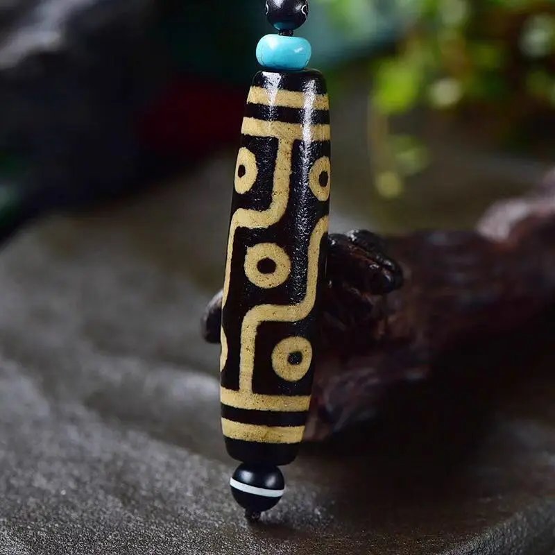 

Xizang Nine-eye Dzi Beads Pendant Agate Necklace Rough Stone Pulp Oily