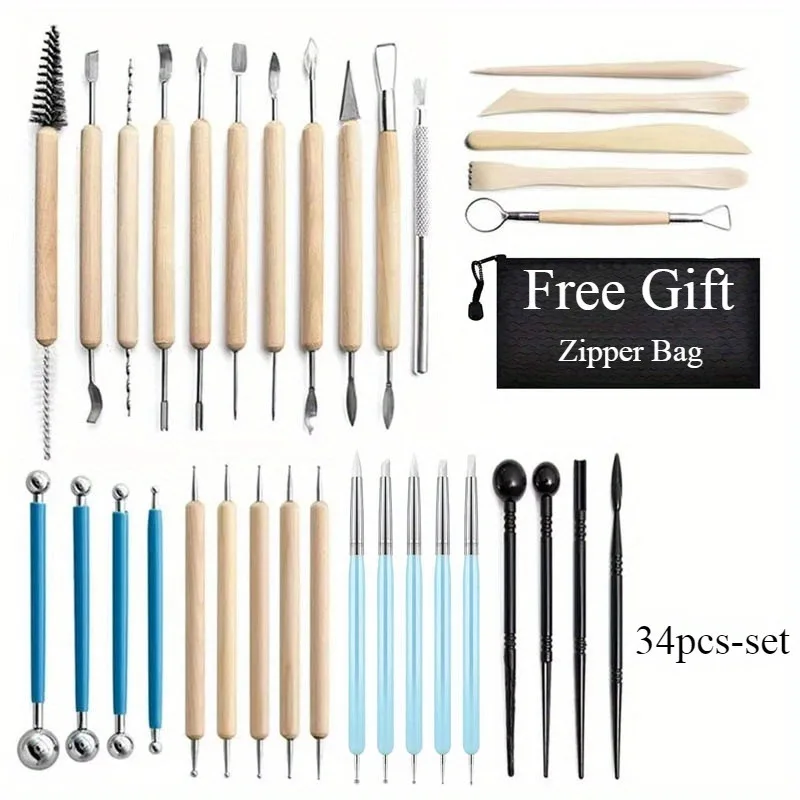 

Ceramics Clay Sculpting Tools Set Polymer Clay Modeling Repairing Dotting Tools Clay Pressing Making Pottery Tool Kit for Potter