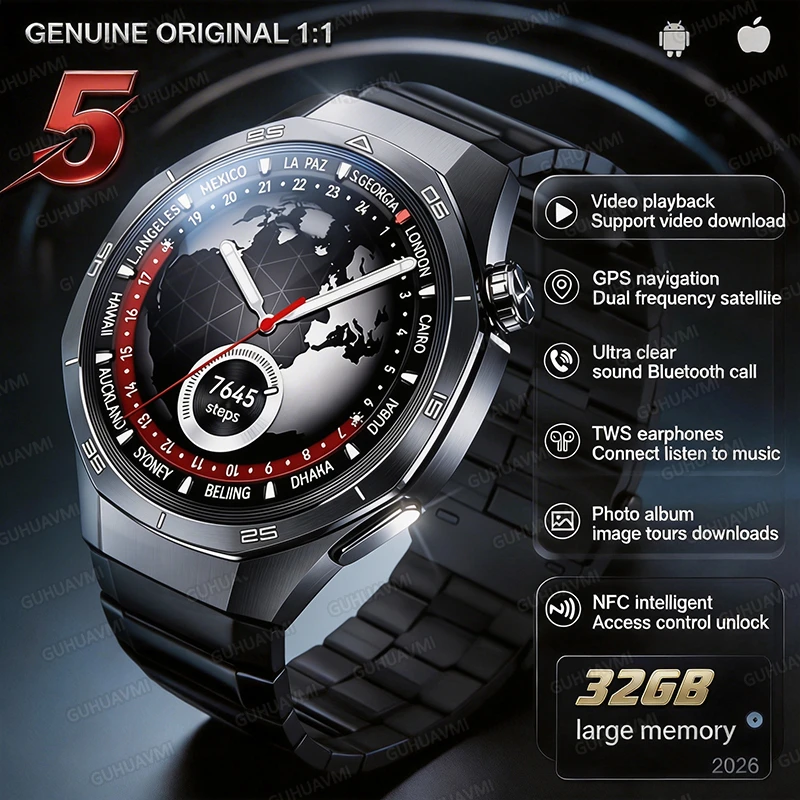 

Original 1:1 Smart Watch 5 Pro Upgrade GPS navigation NFC Built-in 32G Memory Music Video play E-album Bluetooth call Smartwatch