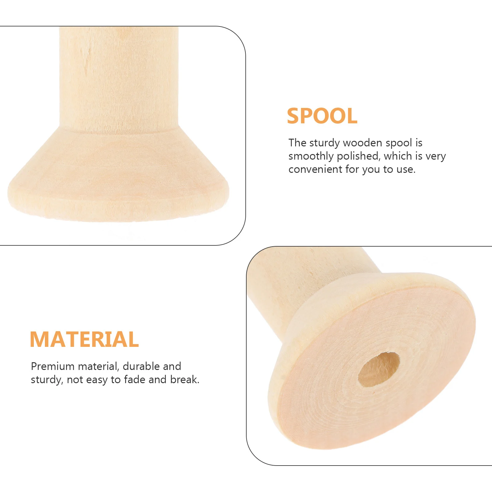 Bobine per avvolgimento in legno da 5 pezzi Bobine per filo da cucito in legno naturale Ricamo artigianale Filo per maglieria Strumenti fai da te