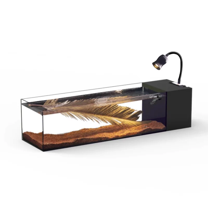 A full set of desktop stream tank landscaping, gold crystal ultra-white glass side filter, office living room ecological fish