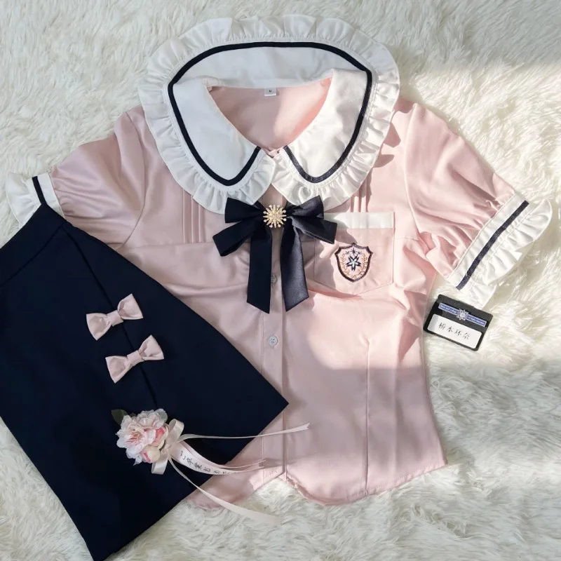 Kawaii Womens Shirts Lolita Y2K Cute Japanese Style Blouse Elegant Long Sleeve Sweet Tops Casual Office Ladies Aesthetic Shirt