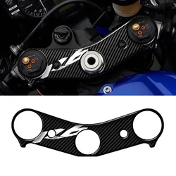 3D Motorrad Carbon-Look Upper Triple Yoke Cover Schutz Aufkleber Aufkleber Hülle für YZF R6 2017-2024