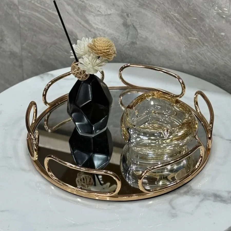 Modern Durable Sleek Tray Coffee Washing Mirror Ornament Tray Light  Soft Decoration Home Accessories Dienblad