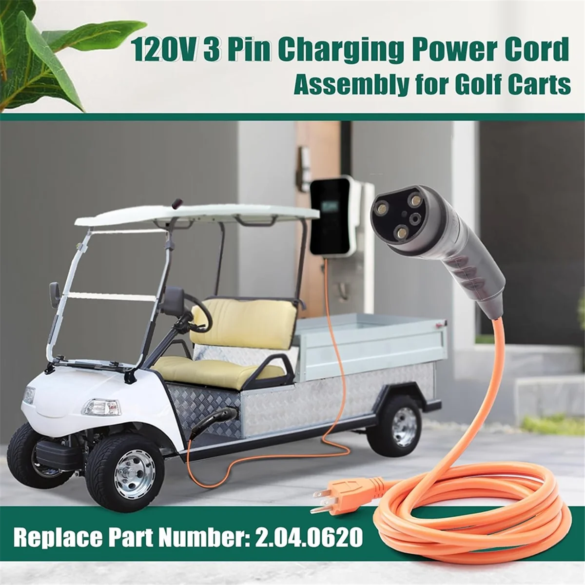 

Golf Cart Charging Power Cord ST-031016-PT 2.04.0620 for Evolution ICON EV Golf Carts 120V 3 Pin Charge Cable US Plug