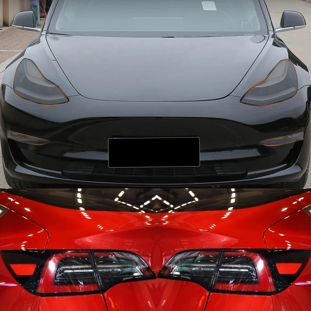 

Для Tesla Model 3 Y 2017-2023 ТПУ черненые фары задние фонари противотуманные фары защитная пленка модификация черные пленки меняющие цвет