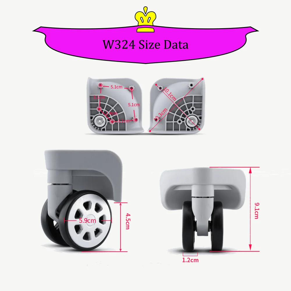 W324 Trolley Suitcase Universal Wheel Suitcase Accessories Wheels Luggage Password Box Reinforcement Replacement Rollers Parts