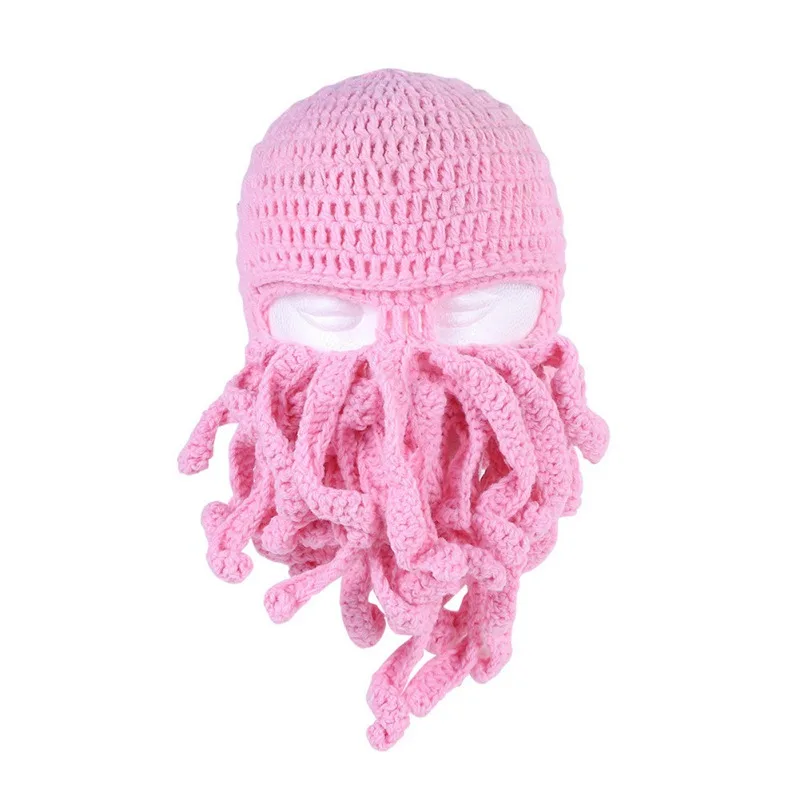 Octopus Beard Hat Halloween Headgear Winter Warm Knitted Wool Ski Mask Novelty Funny Party Squid Skullies Beanie Gifts