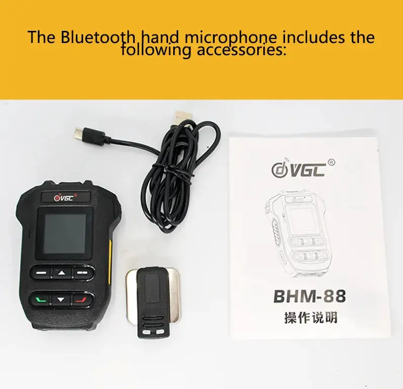 VGC BHM-88 ميكروفون لاسلكي محمول بالبلوتوث مع شاشة عرض لأجهزة الاتصال اللاسلكية VR-N7600/N7500/N76/N75/N65