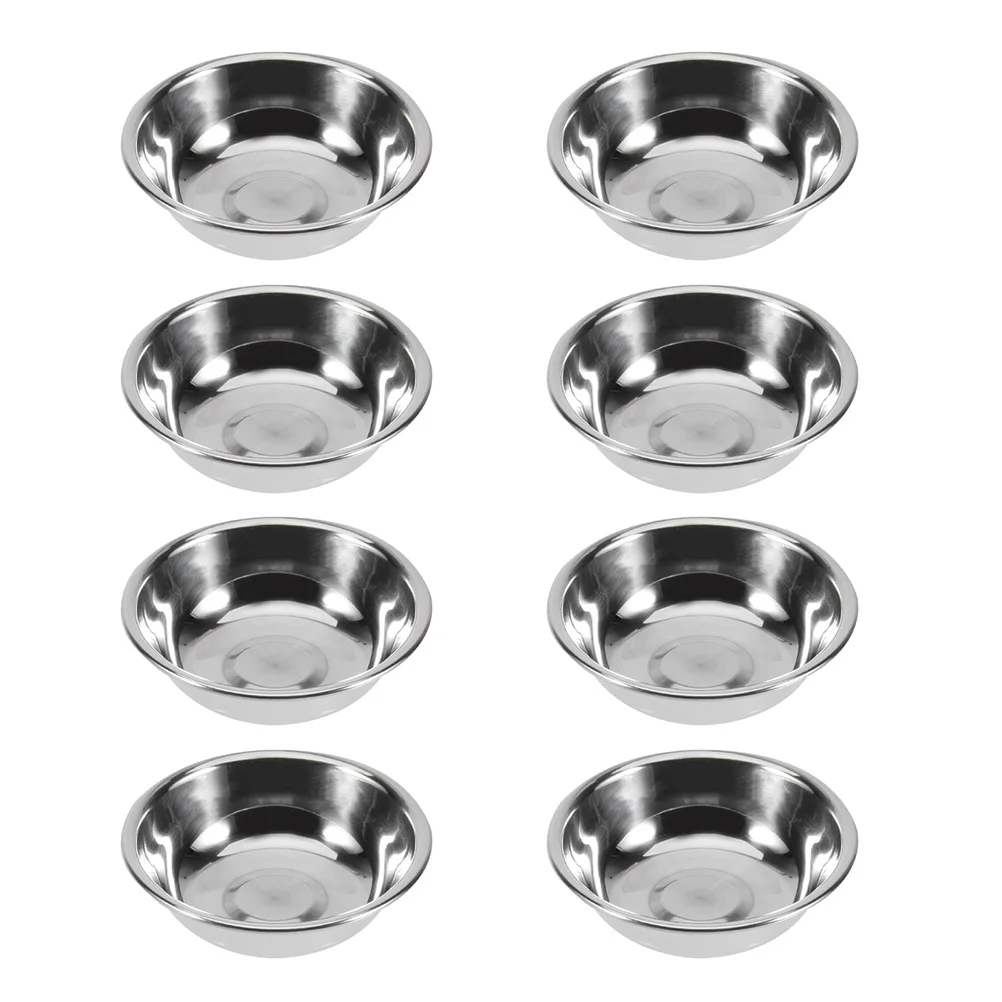 

8pcs Sauce Dishes Stainless Steel Round Plates Spice Bowl Salt Storage Kitchen Condiment Plates Seasoning Bowls Easy Clean