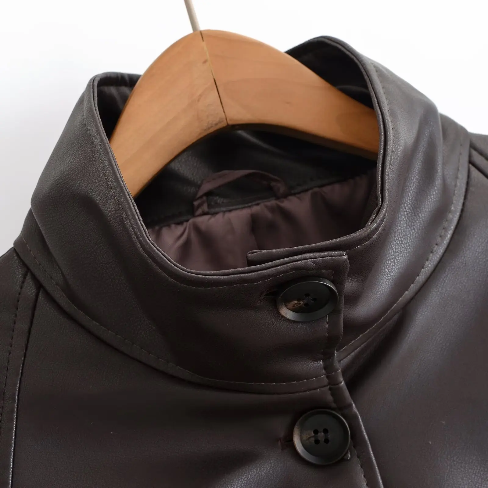 KONDALA Vintage PU Elegante Damenjacke Mode 2026 Herbst Lässig Modern Schick Einreihig mit Gürtel Streetwear Oberbekleidung – Detail 10