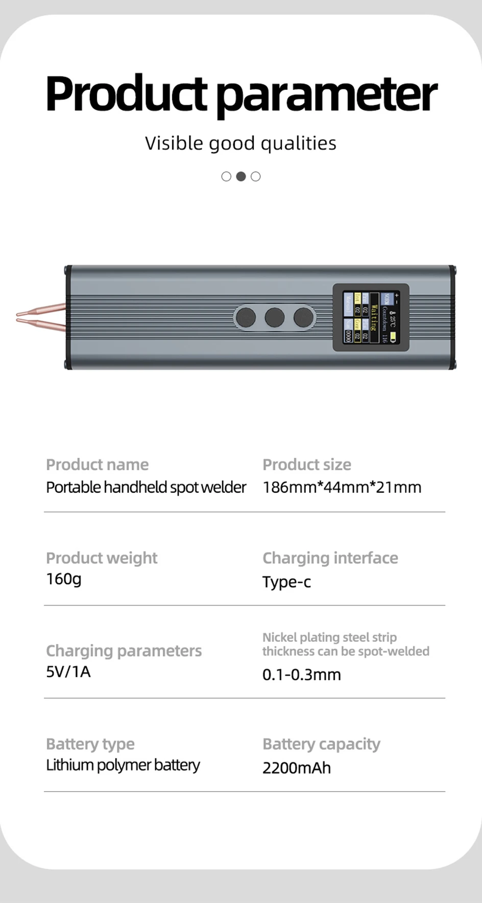 11-Gang-Punktschweißgerät, tragbar, handgehalten, Mini-Digitalanzeige, Schweißen, verstellbare Maschine, automatische manuelle Batterie, Haushaltsreparatur – Detail 9