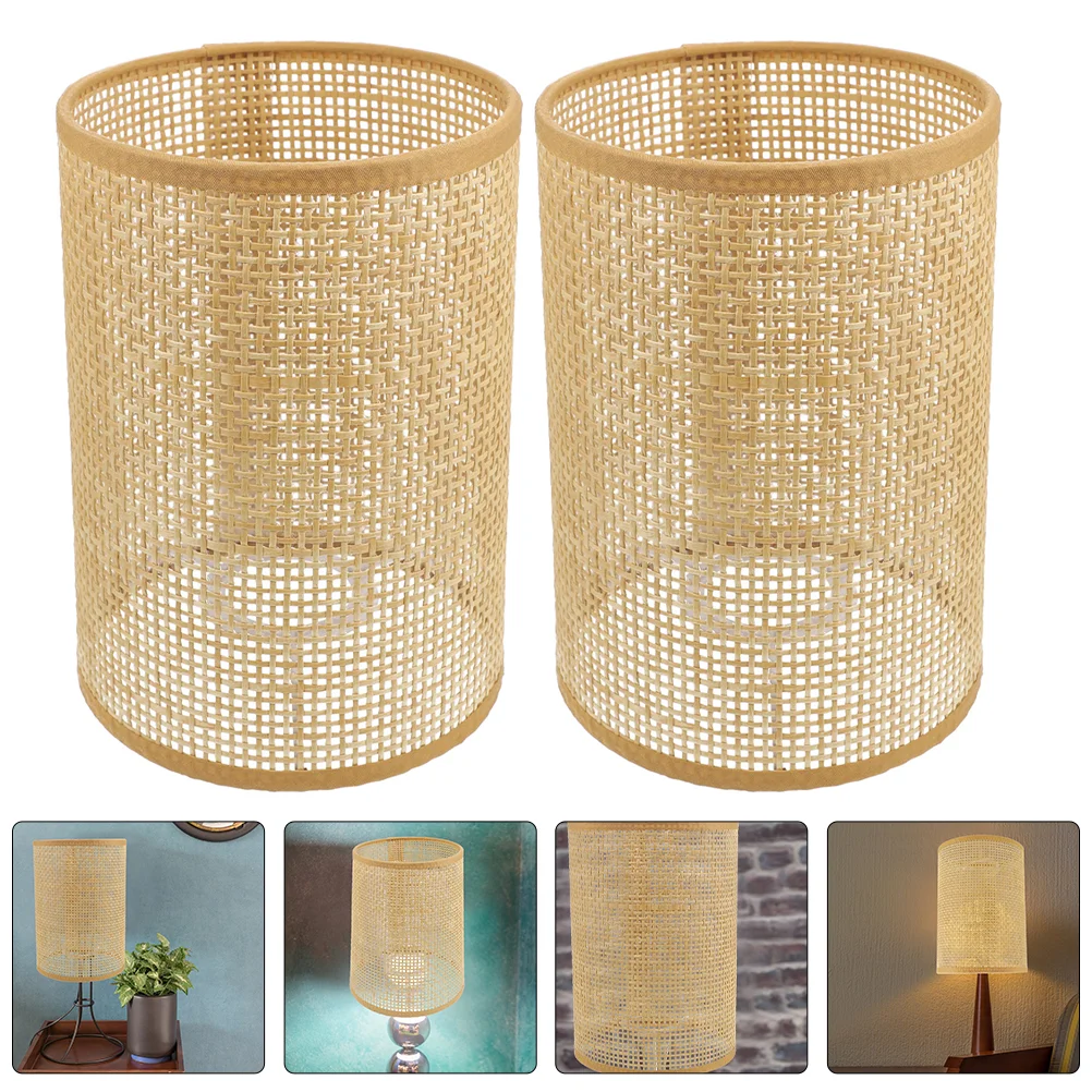 2 Pcs Lamp Shade Hanging Ceiling Light Pendant Metal Rattan Shades for Table Lamps