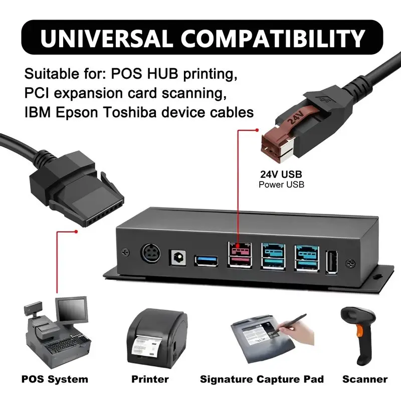 1.8m Epson IBM Barcode Scanning Gun Line Powered USB 24V to DuPont 2.54mm 8P Printer Medical Device POS Terminal Connection Line